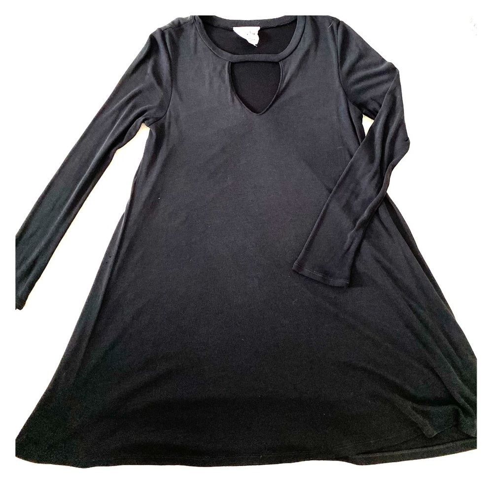 Black Swing Dress with Neckline Detail